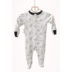 Wonder Nation Baby 6-9M Sheep Print Footed Sleeper Cotton Neutral Sleepwear